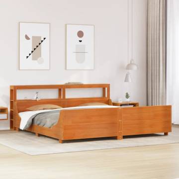  Bed Frame without Mattress Wax Brown 200x200 cm Solid Wood Pine