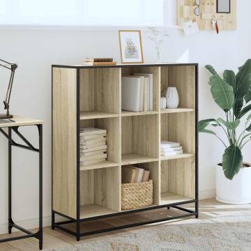  Bookcase Sonoma Oak 97.5x33x107.5 cm Engineered Wood and Metal