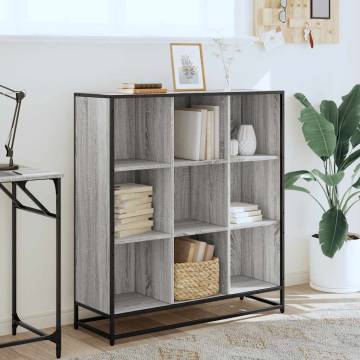  Bookcase Grey Sonoma 97.5x33x107.5 cm Engineered Wood and Metal