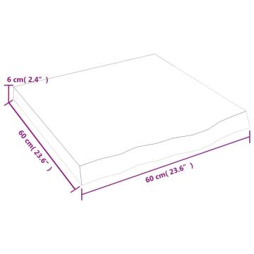 Table Top 60x60x(2-6) cm Untreated Solid Wood Oak