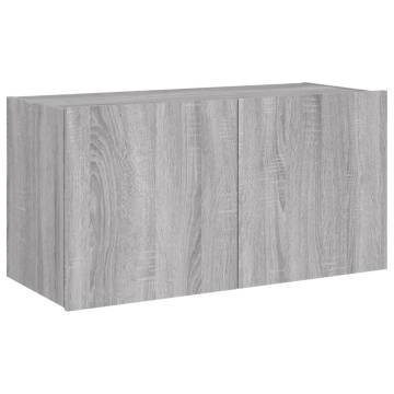 TV Wall Cabinet with LED Lights Grey Sonoma 80x35x41 cm