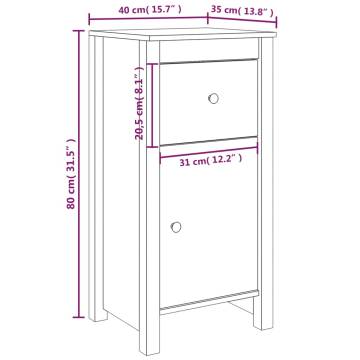 Sideboard Grey 40x35x80 cm Solid Wood Pine