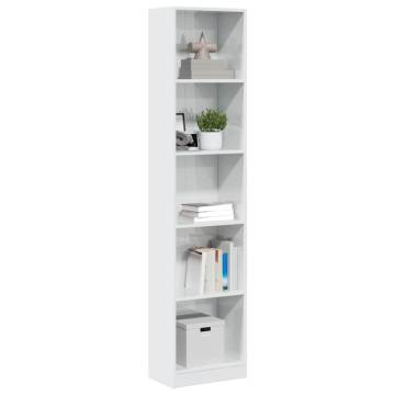  Bookcase High Gloss White 40x24x176 cm Engineered Wood