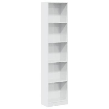  Bookcase High Gloss White 40x24x176 cm Engineered Wood