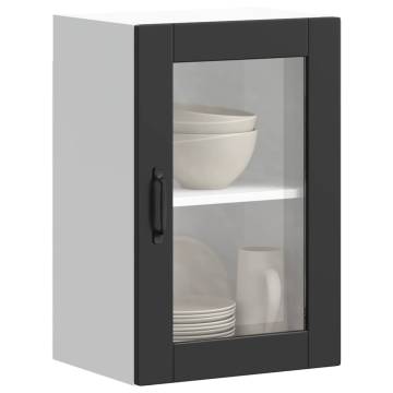  Kitchen Wall Cabinet with Glass Door Porto Black