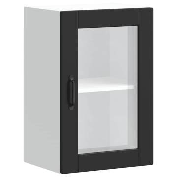  Kitchen Wall Cabinet with Glass Door Porto Black