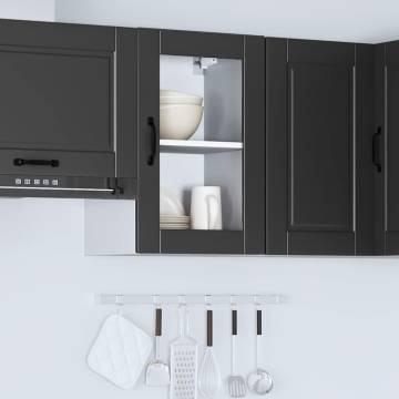  Kitchen Wall Cabinet with Glass Door Porto Black