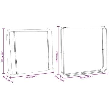  Firewood Rack with Rain Cover 150x25x150 cm Galvanised steel