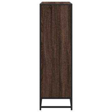  Bookcase Brown Oak 97.5x33x107.5 cm Engineered Wood and Metal