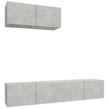 3 Piece TV Cabinet Set Concrete Grey Engineered Wood