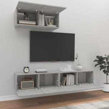 3 Piece TV Cabinet Set Concrete Grey Engineered Wood