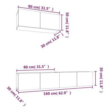 3 Piece TV Cabinet Set Concrete Grey Engineered Wood