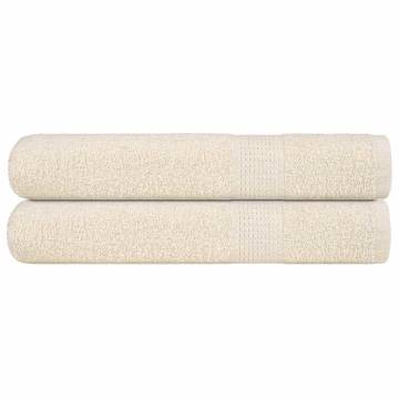  Towels 2 pcs Cream 100x200 cm 360 gsm 100% Cotton