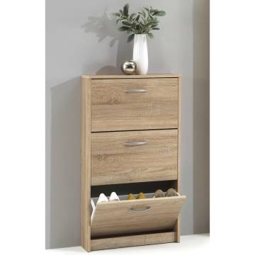 FMD Shoe Cabinet with 3 Tilting Compartments Oak