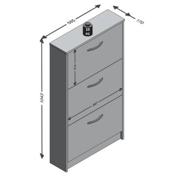 FMD Shoe Cabinet with 3 Tilting Compartments Oak