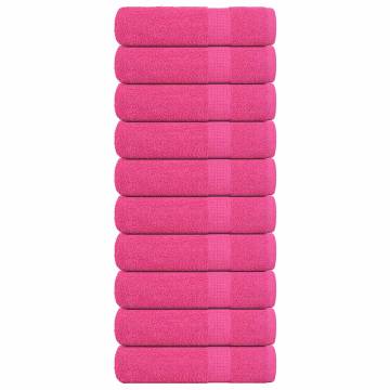  Hand Towels 10 pcs Pink 50x100 cm 360 gsm 100% Cotton