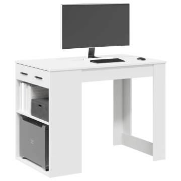  Desk with Drawer and Shelf White 102x62x77.5 cm Engineered Wood