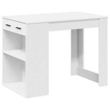  Desk with Drawer and Shelf White 102x62x77.5 cm Engineered Wood