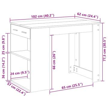  Desk with Drawer and Shelf White 102x62x77.5 cm Engineered Wood