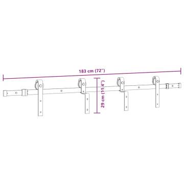  Sliding Door Hardware Kit 183 cm Steel Black