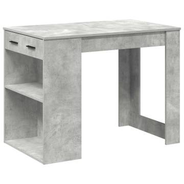  Desk with Drawer and Shelf Concrete Grey 102x62x77.5 cm Engineered Wood