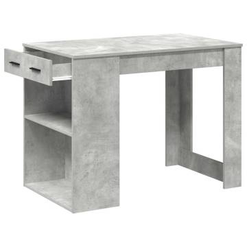  Desk with Drawer and Shelf Concrete Grey 102x62x77.5 cm Engineered Wood