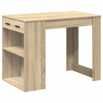  Desk with Drawer and Shelf Sonoma Oak 102x62x77.5 cm Engineered Wood