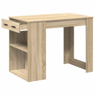  Desk with Drawer and Shelf Sonoma Oak 102x62x77.5 cm Engineered Wood