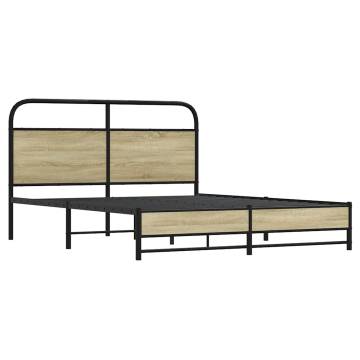  Bed Frame without Mattress 150x200 cm King Size Sonoma Oak Engineered Wood