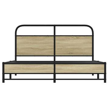  Bed Frame without Mattress 150x200 cm King Size Sonoma Oak Engineered Wood