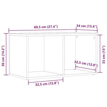  LP Storage Box Old Wood 69.5x34x36 cm Engineered Wood