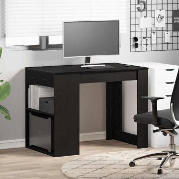  Desk with Drawer and Shelf Black Oak 102x62x77.5 cm Engineered Wood