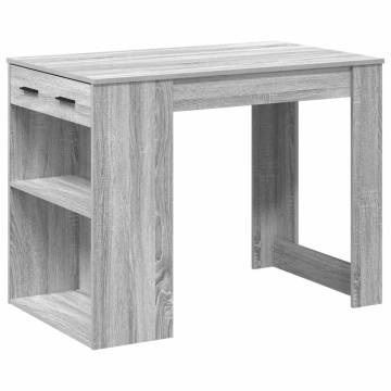  Desk with Drawer and Shelf Grey Sonoma 102x62x77.5 cm Engineered Wood