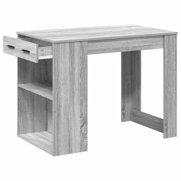  Desk with Drawer and Shelf Grey Sonoma 102x62x77.5 cm Engineered Wood