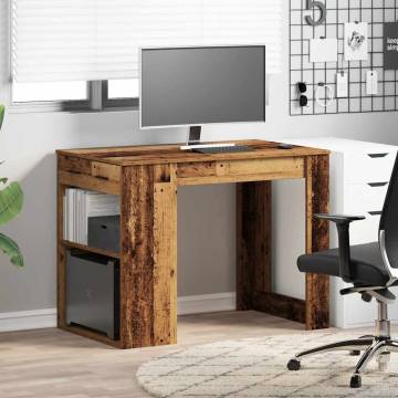  Desk with Drawer and Shelf Old Wood 102x62x77.5 cm Engineered Wood