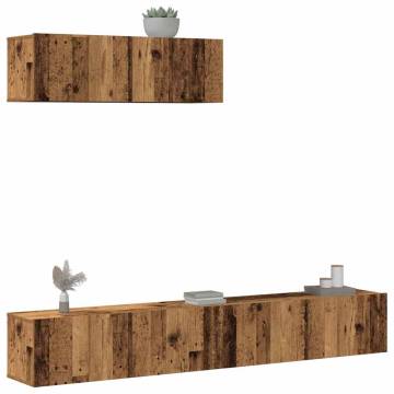  3 Piece TV Cabinet Set Wall-mounted Old Wood Engineered Wood