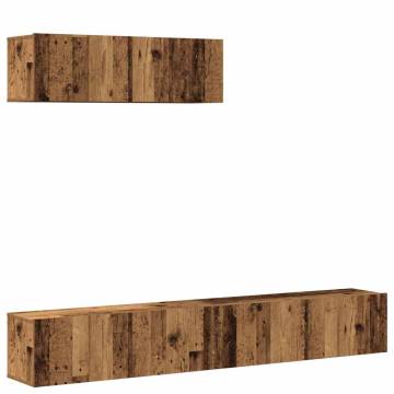  3 Piece TV Cabinet Set Wall-mounted Old Wood Engineered Wood