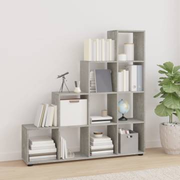  Staircase Bookcase Concrete Grey 142 cm Engineered Wood