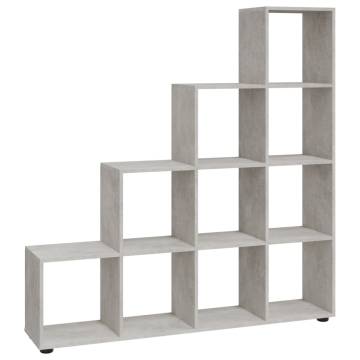  Staircase Bookcase Concrete Grey 142 cm Engineered Wood