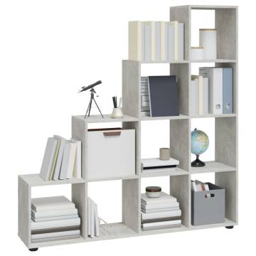  Staircase Bookcase Concrete Grey 142 cm Engineered Wood