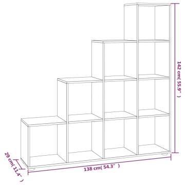  Staircase Bookcase Concrete Grey 142 cm Engineered Wood