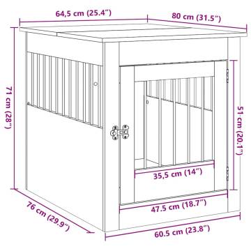  Dog Crate Furniture Old Wood 64.5x80x71 cm Engineered Wood