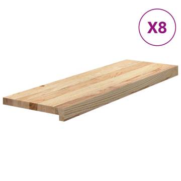  Stair Treads 8 pcs Untreated 80x30x2 cm Solid Wood Oak