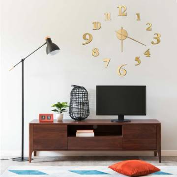  3D Wall Clock Modern Design Gold 100 cm XXL