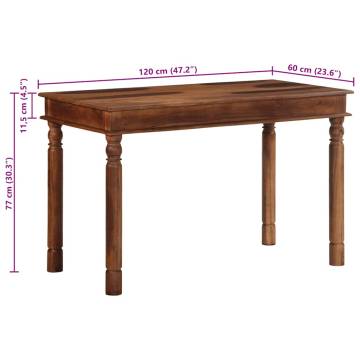  Dining Table 120x60x77 cm Solid Wood Acacia