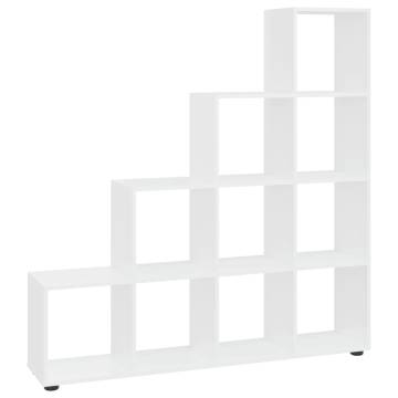  Staircase Bookcase High Gloss White 142 cm Engineered Wood