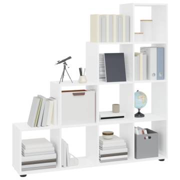  Staircase Bookcase High Gloss White 142 cm Engineered Wood