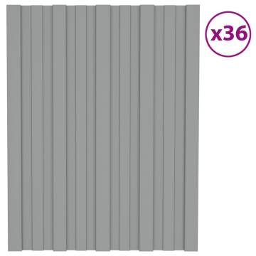 Roof Panels 36 pcs Galvanised Steel Grey 60x45 cm