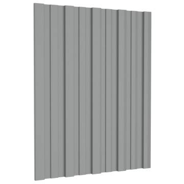 Roof Panels 36 pcs Galvanised Steel Grey 60x45 cm