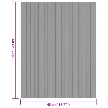 Roof Panels 36 pcs Galvanised Steel Grey 60x45 cm